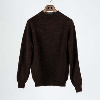 Harley Of Scotland Natural Black Saddle Shoulder Crewneck Sweater - Wool, Knit
