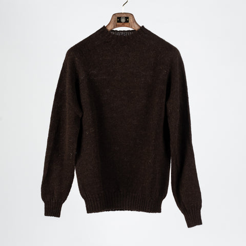 Harley Of Scotland Natural Black Saddle Shoulder Crewneck Sweater - Wool, Knit