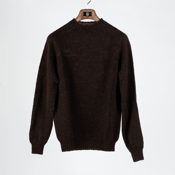 Natural Black Saddle Shoulder Crewneck Sweater