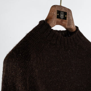 Harley Of Scotland Natural Black Saddle Shoulder Crewneck Sweater - Wool, Knit - Detail View
