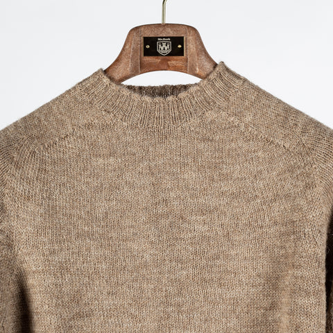 Harley Of Scotland Tan Saddle Shoulder Crewneck Sweater - Wool, Knit - View 7