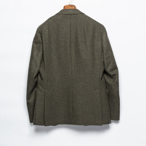 Latorre Moss Green Soft Construction Blazer - White, Wool, Tweed, Leather, Textured, Made In Italy - View 5