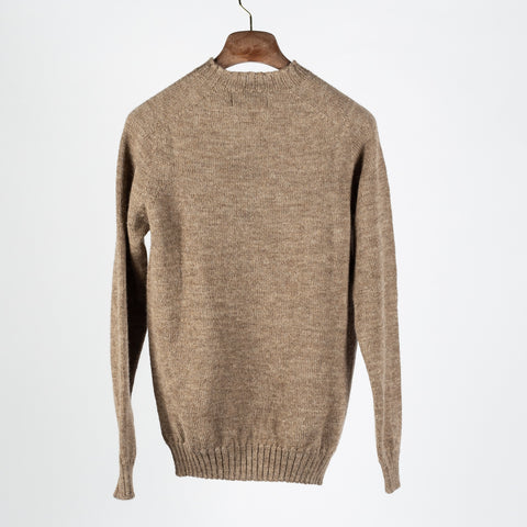 Harley Of Scotland Tan Saddle Shoulder Crewneck Sweater - Wool, Knit - View 5