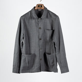 Stenstroms Medium Grey Wool Overshirt - Wool, Knit