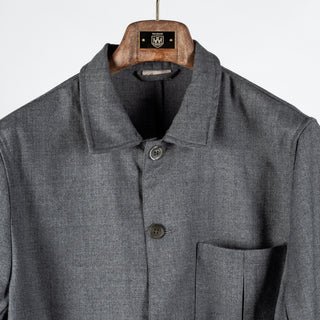 Stenstroms Medium Grey Wool Overshirt - Wool, Knit - View 7