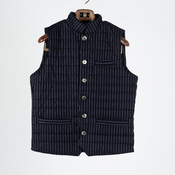 Navy Pinstripe Padded Vest