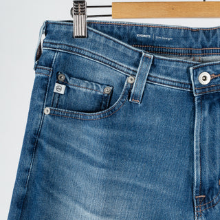AG Everett High Peaks Slim Straight Denim - Navy, Wool, Cotton, Merino, Modern Fit - Detail View