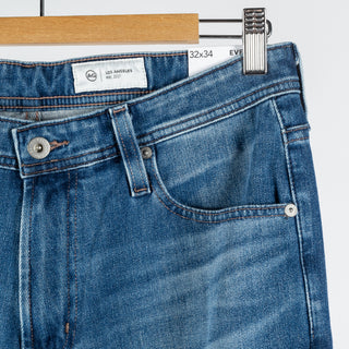 AG Everett High Peaks Slim Straight Denim - Navy, Wool, Cotton, Merino, Modern Fit - Back View