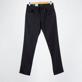 Alberto Textured Navy 1434 Pipe Ceramica Trousers - Polyester, Viscose, Stretch, Regular Fit