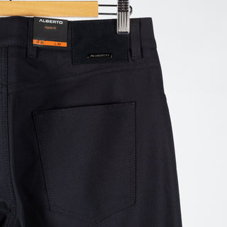Alberto Textured Navy 1434 Pipe Ceramica Trousers - Polyester, Viscose, Stretch, Regular Fit - View 7