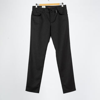 Alberto Textured Charcoal 1434 Pipe Ceramica Trousers - Polyester, Viscose, Stretch, Regular Fit