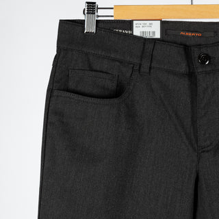 Alberto Textured Charcoal 1434 Pipe Ceramica Trousers - Polyester, Viscose, Stretch, Regular Fit - Detail View