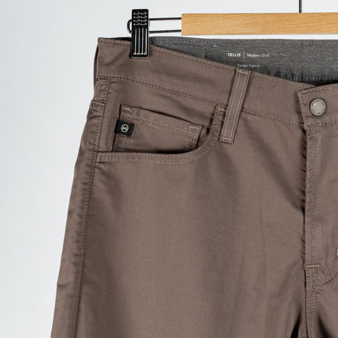 AG Tellis Faded Ashwood Performance Pant - Navy, Cotton, Denim, Oxford, Slim Fit, Knit - Detail View