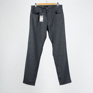 Alberto Textured Navy 1437 Pipe Premium Trousers - Polyester, Viscose, Stretch, Regular Fit
