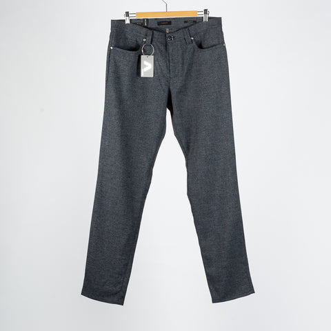 Alberto Textured Navy 1437 Pipe Premium Trousers - Polyester, Viscose, Stretch, Regular Fit
