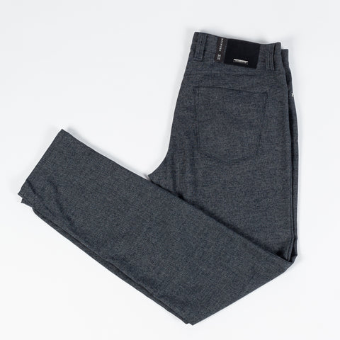 Alberto Textured Navy 1437 Pipe Premium Trousers - Polyester, Viscose, Stretch, Regular Fit - View 9