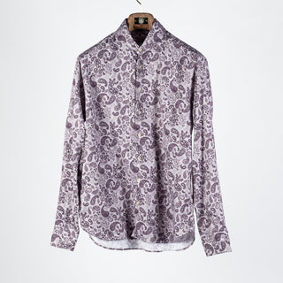Stenstroms Light Purple Paisley Jersey Dress Shirt - Tan, Cotton, Jersey, Regular Fit