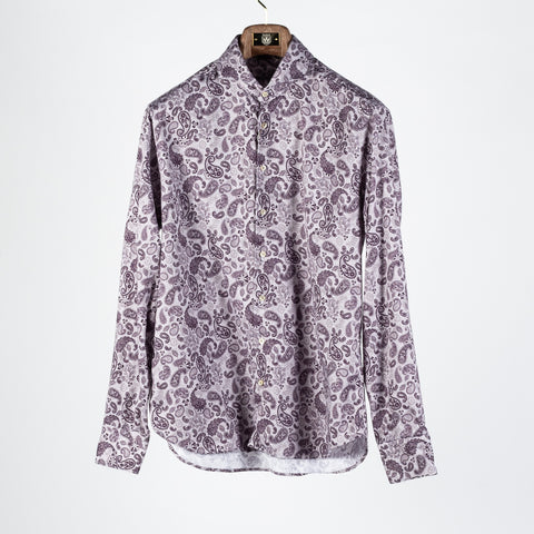 Stenstroms Light Purple Paisley Jersey Dress Shirt - Tan, Cotton, Jersey, Regular Fit