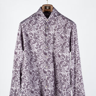 Stenstroms Light Purple Paisley Jersey Dress Shirt - Tan, Cotton, Jersey, Regular Fit - View 6