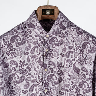 Stenstroms Light Purple Paisley Jersey Dress Shirt - Tan, Cotton, Jersey, Regular Fit - View 7