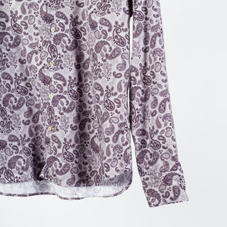 Stenstroms Light Purple Paisley Jersey Dress Shirt - Tan, Cotton, Jersey, Regular Fit - Back View