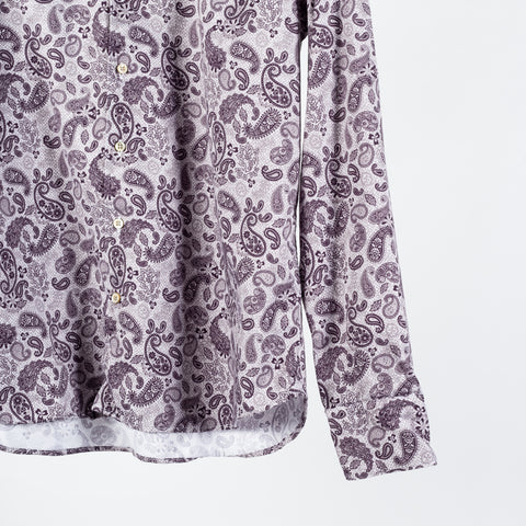 Stenstroms Light Purple Paisley Jersey Dress Shirt - Tan, Cotton, Jersey, Regular Fit - Back View