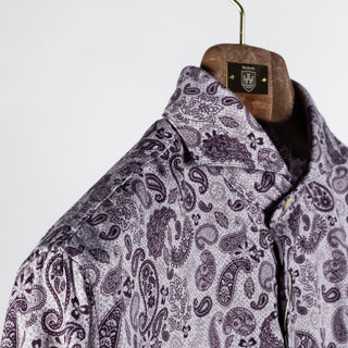 Stenstroms Light Purple Paisley Jersey Dress Shirt - Tan, Cotton, Jersey, Regular Fit - Detail View