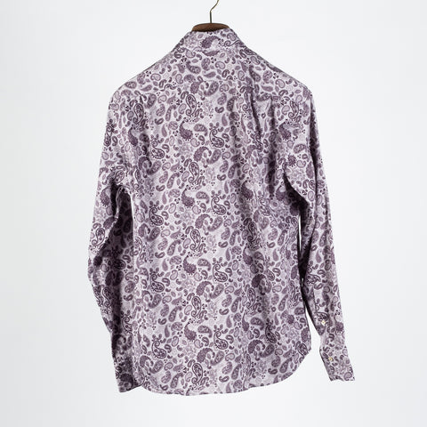 Stenstroms Light Purple Paisley Jersey Dress Shirt - Tan, Cotton, Jersey, Regular Fit - View 5