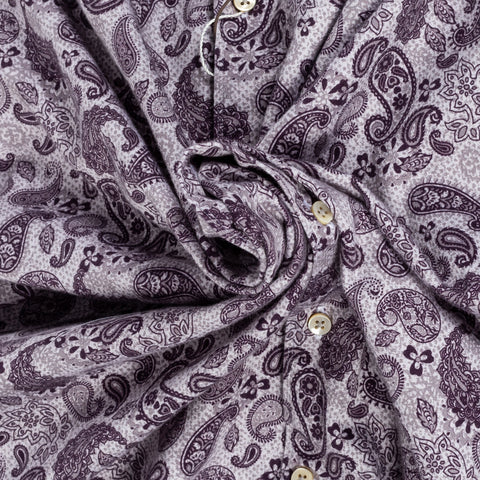 Stenstroms Light Purple Paisley Jersey Dress Shirt - Tan, Cotton, Jersey, Regular Fit - Alternate View