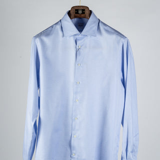 Stenstroms Light Blue Checked Twill Shirt Dress Shirt - Cotton, Twill, Regular Fit - View 6