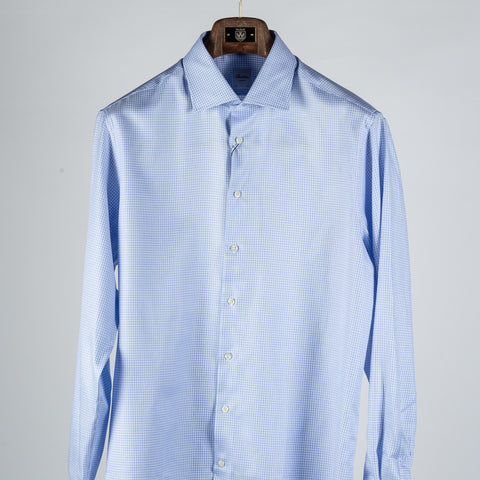 Stenstroms Light Blue Checked Twill Shirt Dress Shirt - Cotton, Twill, Regular Fit - View 6