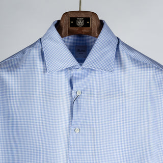 Stenstroms Light Blue Checked Twill Shirt Dress Shirt - Cotton, Twill, Regular Fit - View 7