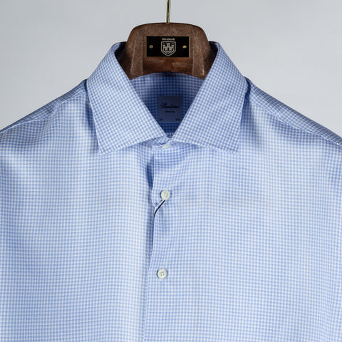 Stenstroms Light Blue Checked Twill Shirt Dress Shirt - Cotton, Twill, Regular Fit - View 7