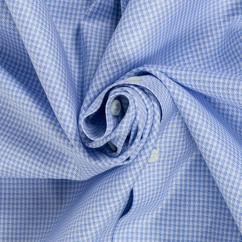 Stenstroms Light Blue Checked Twill Shirt Dress Shirt - Cotton, Twill, Regular Fit - Alternate View