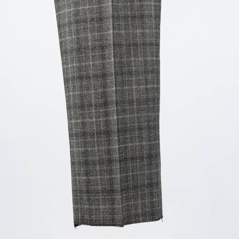 Gala Grey Glen check Single Pleated Trousers - Navy, Wool, Merino, Suede, Classic Fit, Made In Canada - View 6
