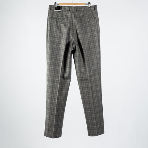 Gala Grey Glen check Single Pleated Trousers - Navy, Wool, Merino, Suede, Classic Fit, Made In Canada - View 5
