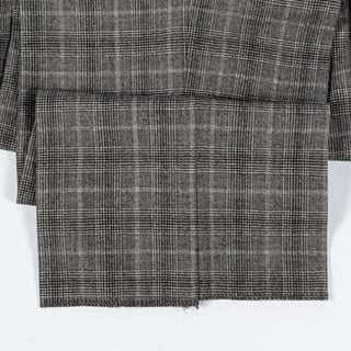 Gala Grey Glen check Single Pleated Trousers - Navy, Wool, Merino, Suede, Classic Fit, Made In Canada - Alternate View