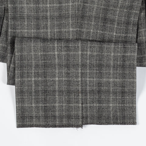 Gala Grey Glen check Single Pleated Trousers - Navy, Wool, Merino, Suede, Classic Fit, Made In Canada - Alternate View