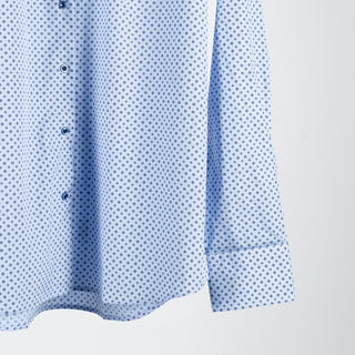 Stenstroms LIght Blue Patterned Twill Shirt Dress Shirt - Navy, Cotton, Twill, Regular Fit, Floral - Back View