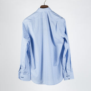 Stenstroms LIght Blue Patterned Twill Shirt Dress Shirt - Navy, Cotton, Twill, Regular Fit, Floral - View 5