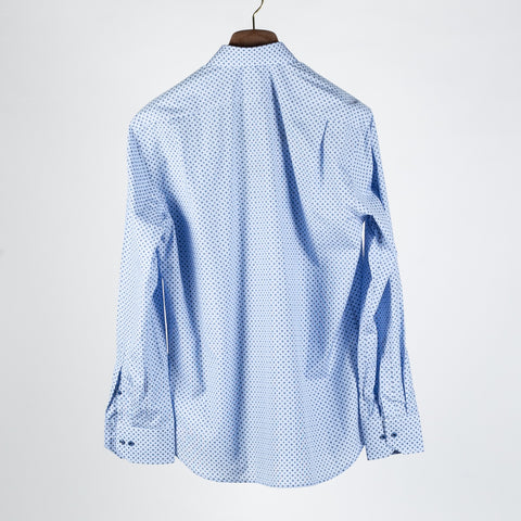 Stenstroms LIght Blue Patterned Twill Shirt Dress Shirt - Navy, Cotton, Twill, Regular Fit, Floral - View 5