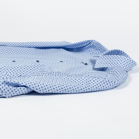 Stenstroms LIght Blue Patterned Twill Shirt Dress Shirt - Navy, Cotton, Twill, Regular Fit, Floral - View 8