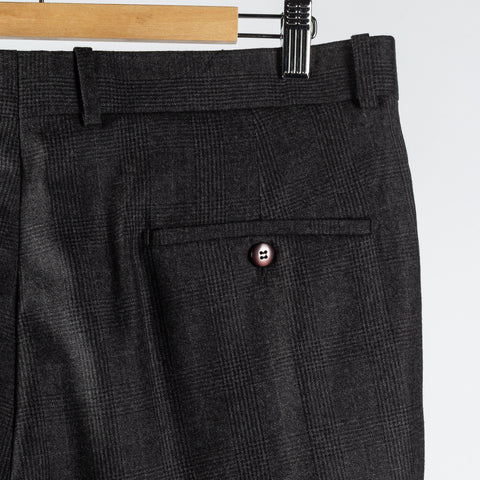 Gala Charcoal Glen check Single Pleated Trousers - Navy, Wool, Merino, Suede, Classic Fit, Made In Canada - View 8