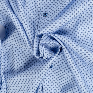 Stenstroms LIght Blue Patterned Twill Shirt Dress Shirt - Navy, Cotton, Twill, Regular Fit, Floral - Alternate View