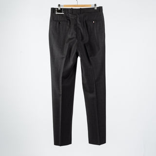 Gala Charcoal Glen check Single Pleated Trousers - Navy, Wool, Merino, Suede, Classic Fit, Made In Canada - View 6