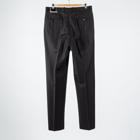 Gala Charcoal Glen check Single Pleated Trousers - Navy, Wool, Merino, Suede, Classic Fit, Made In Canada - View 6