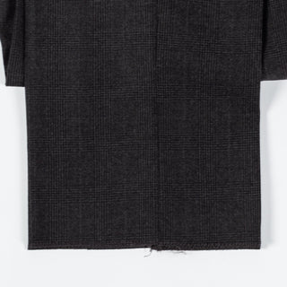 Gala Charcoal Glen check Single Pleated Trousers - Navy, Wool, Merino, Suede, Classic Fit, Made In Canada - Alternate View