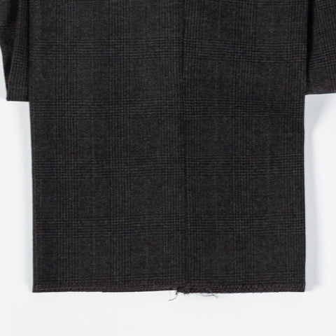 Gala Charcoal Glen check Single Pleated Trousers - Navy, Wool, Merino, Suede, Classic Fit, Made In Canada - Alternate View