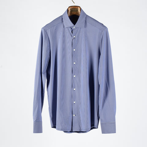 Stenstrom Navy & White Striped Jersey Dress Shirt 1