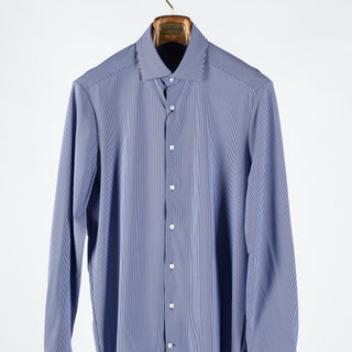Stenstrom Navy & White Striped Jersey Dress Shirt 6
